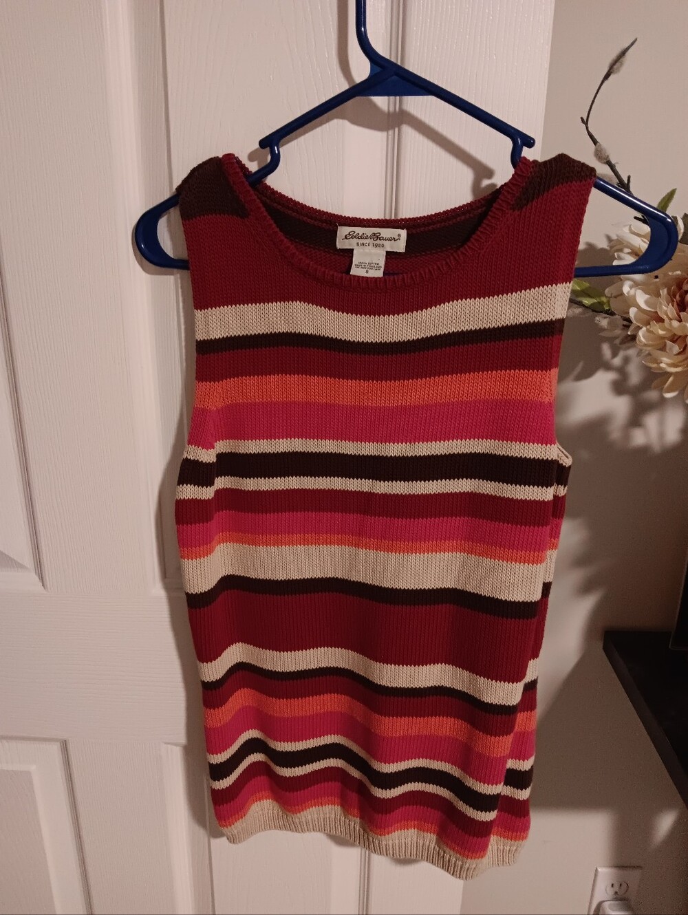 Eddie Bauer Women's Sleeveless Striped Knit Tank - Red Multi. Small